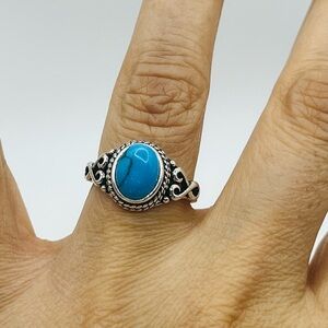 Silver and Turquoise Ring, Size: 7, Stainless Steel